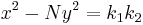 x^2 - Ny^2 = k_1 k_2