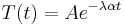 T(t) = A e^{-\lambda \alpha t} \quad 