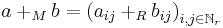 a +_M b = {(a_{ij} +_R b_{ij})}_{i, j \in \mathbb{N}_r}