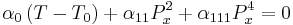 
\alpha_0\left(T-T_0\right)+\alpha_{11}P_x^2+\alpha_{111}P_x^4=0
