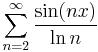 \sum_{n=2}^\infty \frac{\sin(n x)}{\ln n}