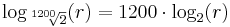 \log_{\sqrt[1200] 2}(r) = 1200 \cdot \log_2 (r)