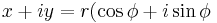 x+iy=r(\cos \phi + i \sin \phi 