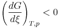 \left(\frac {dG}{d\xi}\right)_{T,p} <0~