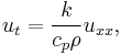 u_t = \frac{k}{c_p\rho}u_{xx},