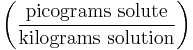 \left ( \frac{\mathrm{picograms\ solute}}{\mathrm{kilograms\ solution}} \right )