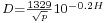 \begin{smallmatrix}D=\frac{1329}{\sqrt{p}}10^{-0.2H}\end{smallmatrix}