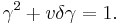 
\gamma^2+v\delta\gamma=1. \,
