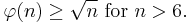 
\varphi(n) \ge \sqrt{n}\text{ for } n > 6.
