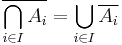 \overline{\bigcap_{i \in I} A_{i}}=\bigcup_{i \in I} \overline{A_{i}}