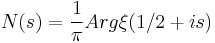  N(s)= \frac{1}{\pi}Arg\xi(1/2+is) 