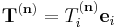 \mathbf{T}^{(\mathbf{n})}=T_i^{(\mathbf{n})}\mathbf{e}_i\,\!