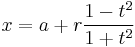  x = a + r \frac{1-t^2}{1+t^2}