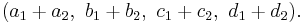 (a_1 + a_2,\ b_1 + b_2,\ c_1 + c_2,\ d_1 + d_2).