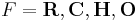 F = \mathbf R, \mathbf C, \mathbf H, \mathbf O