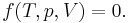 {\ f(T, p, V) = 0}.