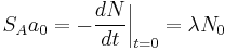  S_A a_0 = - \frac{dN}{dt}\bigg|_{t=0} = \lambda N_0 