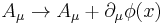 A_\mu\to A_\mu+\partial_\mu\phi(x)