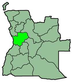 Map of Angola with the province highlighted