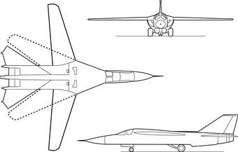 An orthographically projected diagram of the F-111