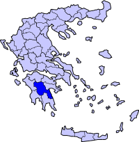 Location of Arcadia Prefecture in Greece