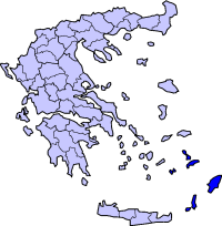 Location of Dodecanese Prefecture in Greece