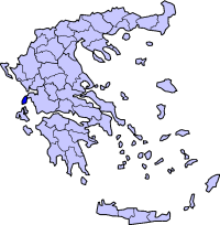 Location of Lefkada Prefecture in Greece