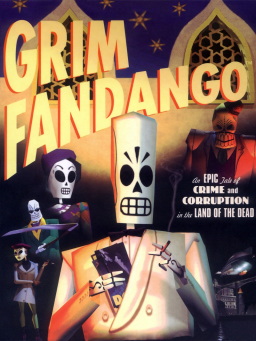 A movie poster-style depiction of several film noir style characters whose appearance is that of stylised skeletons