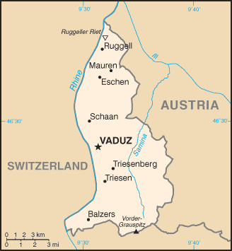 Map of the Principality of Liechtenstein