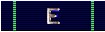 A dark blue military ribbon with 2 think green lines, one at each end of the ribbon with a large silver E centered on the ribbon.