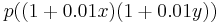 p((1+0.01x)(1+0.01y))