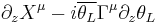 \partial_zX^\mu-i\overline{\theta_L}\Gamma^\mu\partial_z\theta_L