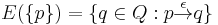 \,E(\{p\}) = \{ q\in Q�: p\stackrel{\epsilon}{\rightarrow}q\}