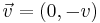 \vec{v} = (0, -v)