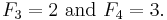 F_3=2 \mbox{ and } F_4=3.\ 