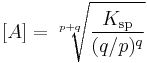 [A] = \sqrt[p+q]{K_{\mathrm{sp}} \over {(q/p)^q}}