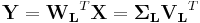 \mathbf{Y}=\mathbf{W_L}^T\mathbf{X} = \mathbf{\Sigma_L}\mathbf{V_L}^T