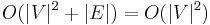 O(|V|^2 + |E|) = O(|V|^2)