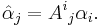 \hat{\alpha}_j = A^i {}_j \alpha_i.