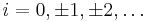 i=0,\pm 1,\pm 2,\dots