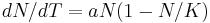 dN/dT = aN(1-N/K)