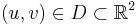 (u,v)\in D\subset\mathbb{R}^2