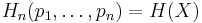 H_n(p_1,\ldots,p_n)=H(X)