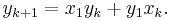 \displaystyle y_{k+1} = x_1 y_k + y_1 x_k.