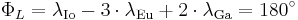 \Phi_L = \lambda_{\rm Io} - 3\cdot\lambda_{\rm Eu} + 2\cdot\lambda_{\rm Ga} = 180^\circ