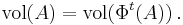  \mathrm{vol} (A) = \mathrm{vol} ( \Phi^t(A) ) \,. 