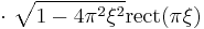 \displaystyle \cdot \ \sqrt{1 - 4 \pi^2 \xi^2}  \operatorname{rect}( \pi \xi ) 