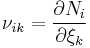 \nu_{ik} = \frac{\partial N_i}{\partial \xi_k} \,