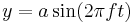 y=a\sin(2\pi ft)\,