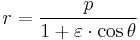 r=\frac p {1+\varepsilon\cdot\cos\theta}